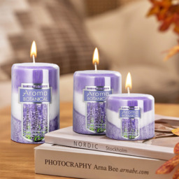 Lifeideas 3Pcs Cylindrical Scented Candle Set - Purple - thumbnail 2