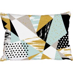 Gold Blue and Black Shapes Outdoor Cushion - Blue - thumbnail 2