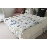 Many Species In Vintage Old Hand Drawn Style Blanket - White - thumbnail 1