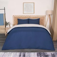 Reversible Plain Dyed Duvet Set - Navy Grey / Single - image 1