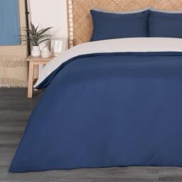 Reversible Plain Dyed Duvet Set - Navy Grey / Single - thumbnail 2