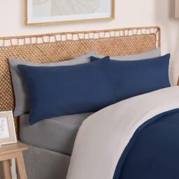 Reversible Plain Dyed Duvet Set - Navy Grey / Single - thumbnail 4