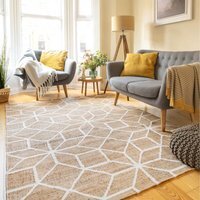Natural Beige Geometric Jute Area Rug - Brown / 170 x 120cm - image 1