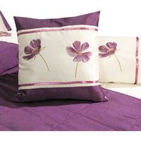 Embroidered Soft Touch Cushion - Aubergine