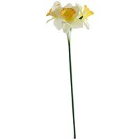 Artificial Mini Silk Daffodil Stem With 3 Heads  - White