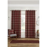 Carnoustie Checked Eyelet Blackout Curtains - Red / 229cm / 137cm
