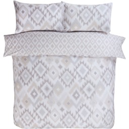 Ikat Bohemian Reversible Polycotton Duvet Set With Pillowcase - Natural / King - thumbnail 2
