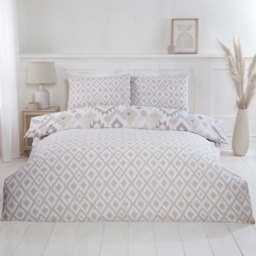 Ikat Bohemian Reversible Polycotton Duvet Set With Pillowcase - Natural / King - thumbnail 3