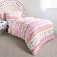 Bright Rainbow Reversible Duvet Set - Pink / Single