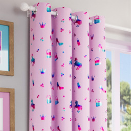 Pair of Charm Pink Room Darkening Thermal Metallic Print Eyelet Curtains - Pink / 168cm / 183cm - thumbnail 3