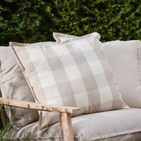 Chesil Check Cotton Outdoor Cushion - Natural
