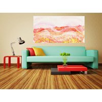 Countryside Wheat Field Graphic Art Wrapped on Canvas - Orange / 112cm / 76cm