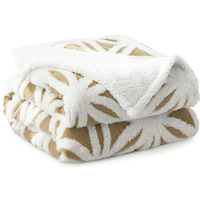 Chunky Sherpa backed Jacquard Throw Blanket - Latte / 127x152 - image 1