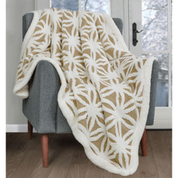 Chunky Sherpa backed Jacquard Throw Blanket - Latte / 127x152 - thumbnail 2