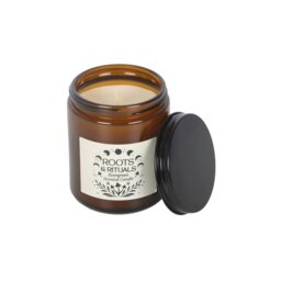 Roots Rituals Evergreen Amber Glass Candle Forest Scent Burn - Green - thumbnail 3