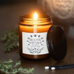 Roots Rituals Evergreen Amber Glass Candle Forest Scent Burn - Green - thumbnail 5