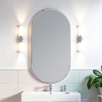 Archway Frameless Oval Wall Mounted Bathroom Mirror Bevelled Edge 80x40cm - Silver - thumbnail 1