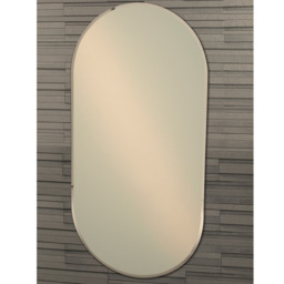 Archway Frameless Oval Wall Mounted Bathroom Mirror Bevelled Edge 80x40cm - Silver - thumbnail 2