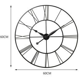 Clock Vintage Metal Wall Timepiece with Cut-Out Design - Dark Grey - thumbnail 3