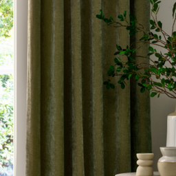 Heavy Chenille Velvet Pencil Pleat Curtains - Olive / 183cm / 229cm - thumbnail 3