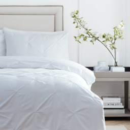 Elysia Pinch Pleat Embroidered Duvet Cover Set - White / King - thumbnail 2