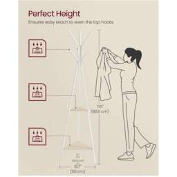 VASAGLE Rack Stand, Coat Tree, Hall Tree Free Standing, Industrial Style - Brown - thumbnail 5