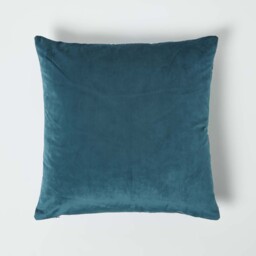 Navy Tropical Banana Leaf Velvet Cushion 46 x 46 cm - Navy - thumbnail 2