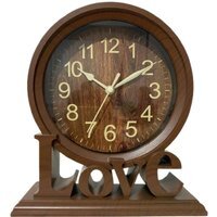 Vintage Love Non Ticking Desk Clock Retro Mantel Clocks Dark Brown - Brown