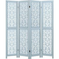 4-Panel Wooden Room Divider - Blue