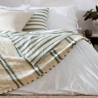 Woven Stripe Cotton Bedspread - Eucalyptus