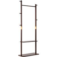Freestanding Wooden Coat Stand with 5 Hooks - Walnut / Walnut
