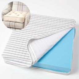 Stripe Quilted Cotton Armchair Booster Cushion Cover - Grey - thumbnail 4