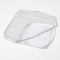 Stripe Quilted Cotton Armchair Booster Cushion Cover - Grey