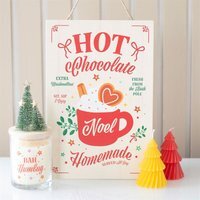 Homemade Hot Chocolate Hanging Sign - Festive Kitchen Decor - White
