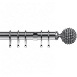 25-28mm Mia End Satin Silver Metal Curtain Pole Set - Silver / 120cm - thumbnail 2