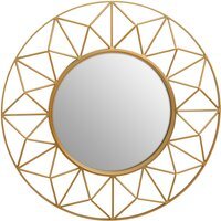 Matera Sunburst Gold Finish Metal Frame Round Wall Mirror - Gold