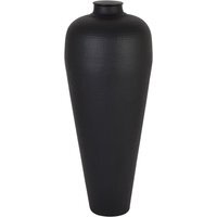 Matt Large Hammered Vase With Lid - Black