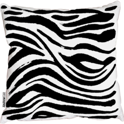 Hand painted Zebra animal print Outdoor Cushion - Black / 60cm - thumbnail 2