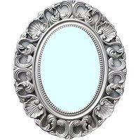 Oval Baroque Wall Mirror Silver Chic 62X50 cm - Silver - image 1