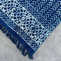 Seedha Arrows Handmade Indigo Throw Crafted Elegance - Blue
