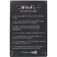 Witch's House Rules Metal Sign - Black