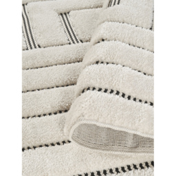 Freya Living Room Area Rug Contemporary 3D Embossed Modern Merge Line Design - Cream / 170cm - thumbnail 4