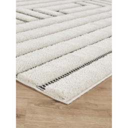 Freya Living Room Area Rug Contemporary 3D Embossed Modern Merge Line Design - Cream / 170cm - thumbnail 5