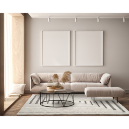 Freya Living Room Area Rug Contemporary 3D Embossed Modern Merge Line Design - Cream / 170cm - thumbnail 3