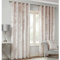 Crushed Velvet Eyelet Ring Top Curtains - Blush / 168cm / 137cm