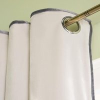 OHS Piped Edge Velvet Eyelet Curtains - Grey