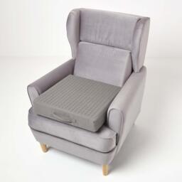 Quilted Cotton Armchair Booster Cushion Cover - Charcoal Grey - thumbnail 4