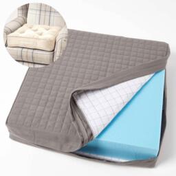 Quilted Cotton Armchair Booster Cushion Cover - Charcoal Grey - thumbnail 3