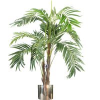 Premium Artificial palm tree with pot with Silver Metal Planter - Green & Silver