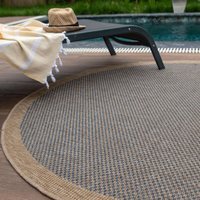 Nature Collection Checkered Circle Outdoor Rug - Blue - image 1